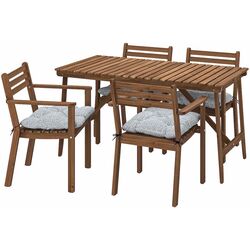 Set mobilier de gradina Ikea Askholmen/Klosan 4 scaune/cu cotiere 143x75 (Maro Inchis/Albastru) Thumb