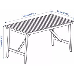 Set mobilier de gradina Ikea Askholmen/Klosan 4 scaune/cu cotiere 143x75 (Maro Inchis/Albastru) Thumb