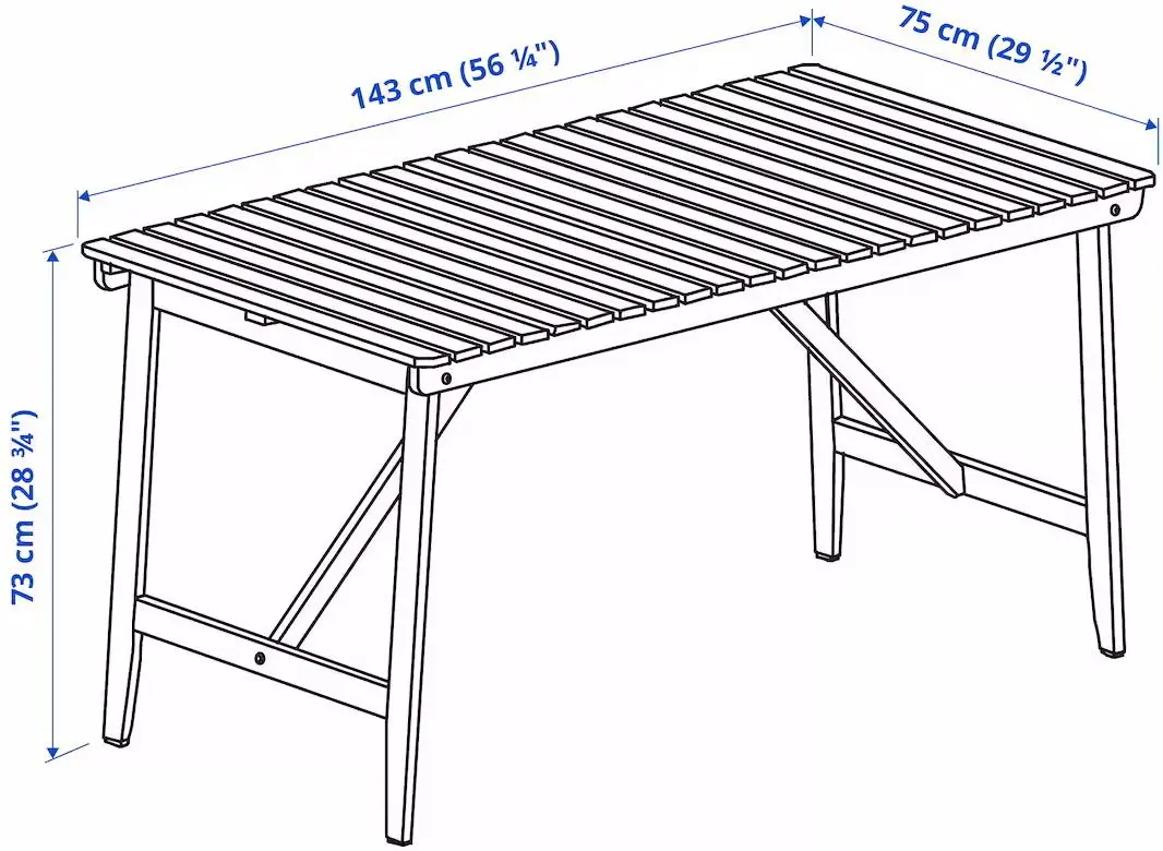Set mobilier de gradina Ikea Askholmen/Klosan 4 scaune/cu cotiere 143x75 (Maro Inchis/Albastru)