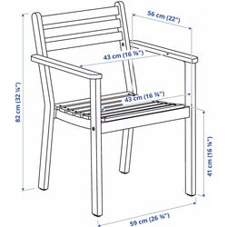 Set mobilier de gradina Ikea Askholmen/Klosan 4 scaune/cu cotiere 143x75 (Maro Inchis/Albastru) Thumb
