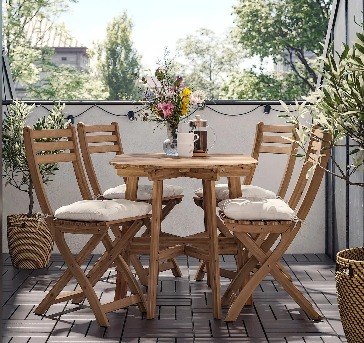 Set mobilier de gradina Ikea Askholmen/Kuddarna 106x70 (Maro inchis/Gri deschis-bej)