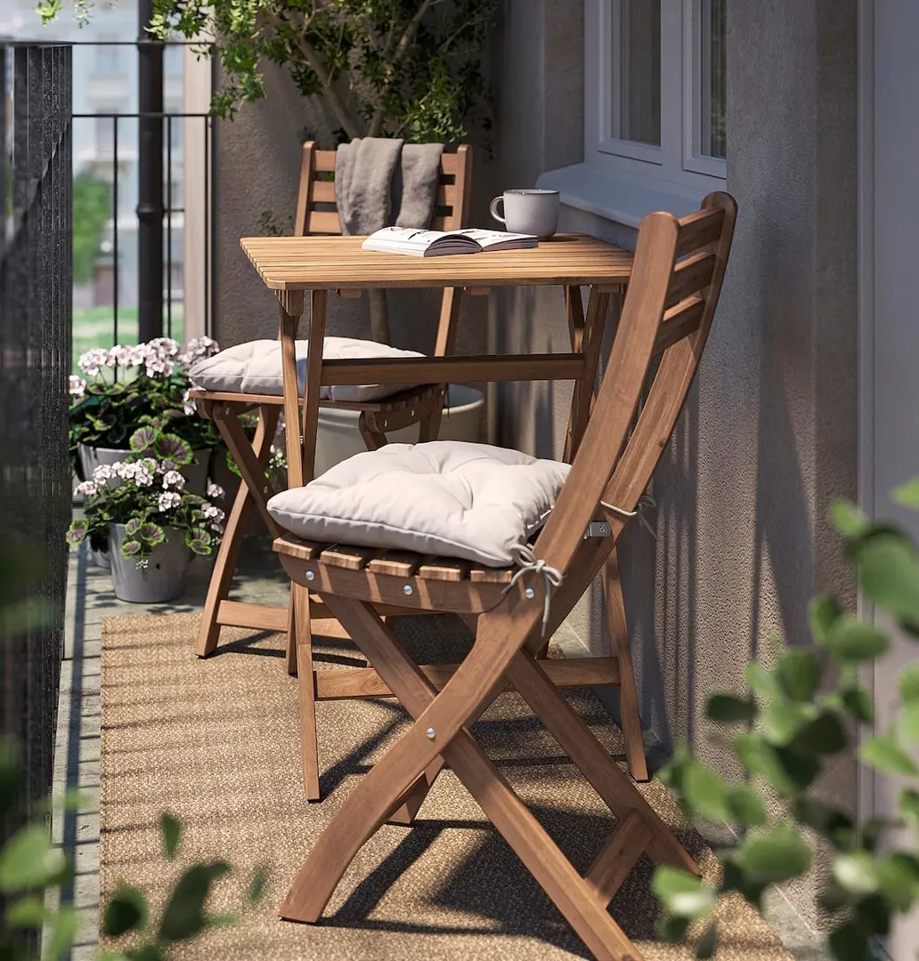 Set mobilier de gradina Ikea Askholmen/Kuddarna 60x62 (Maro inchis/Gri deschis-bej)