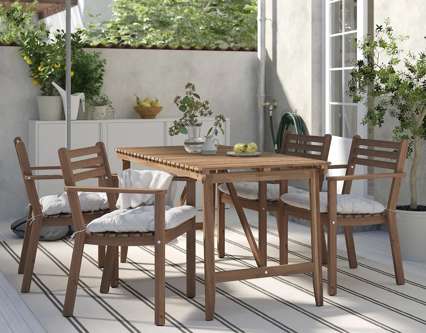 Set mobilier de gradina Ikea Askholmen/Kuddarna brate 143x75 (Maro inchis/Gri deschis-bej)