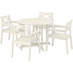 Set mobilier de gradina Ikea Bondholmen 4 scaune/cu cotiere 108cm (Alb-Bej) Thumb
