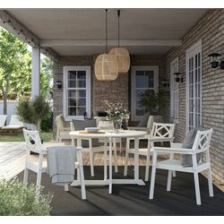Set mobilier de gradina Ikea Bondholmen 4 scaune/cu cotiere 108cm (Alb-Bej)