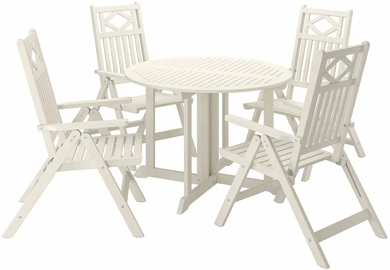 Set mobilier de gradina Ikea Bondholmen 4 scaune/pliabil 108cm (Alb-Bej)