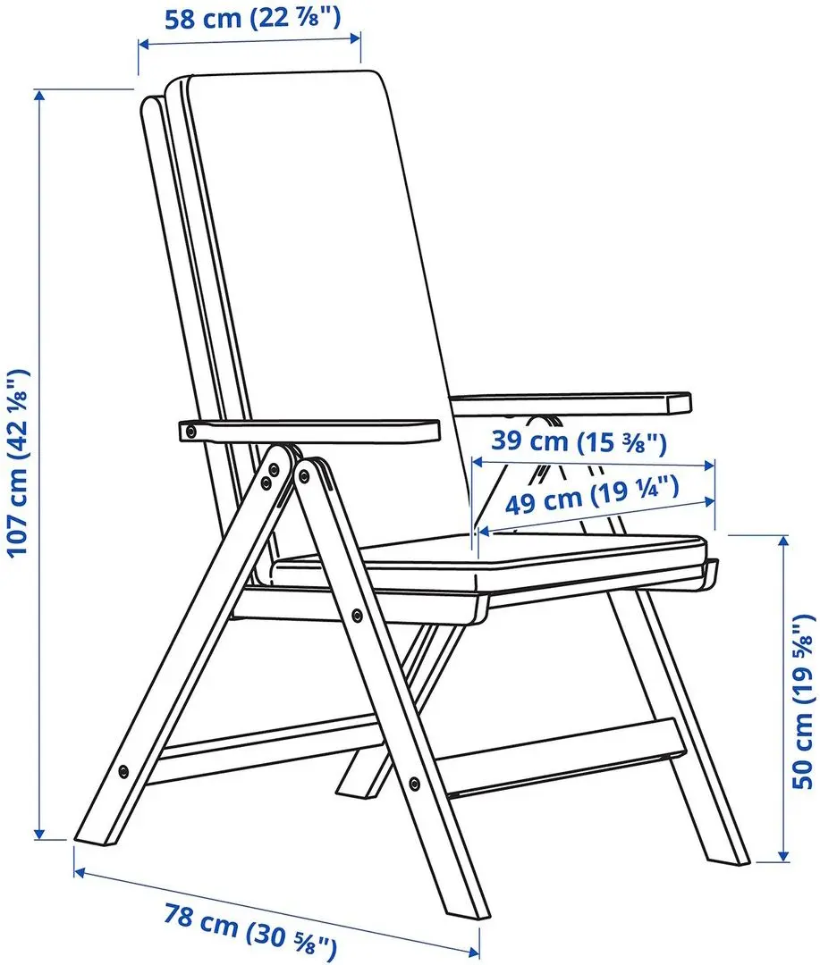 Set mobilier de gradina Ikea Bondholmen 4 scaune/pliabil 108cm (Alb-Bej)