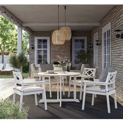 Set mobilier de gradina Ikea Bondholmen/Froson/Duvholmen 4 scaune/cu cotiere 108cm (Alb-Bej/Bej)