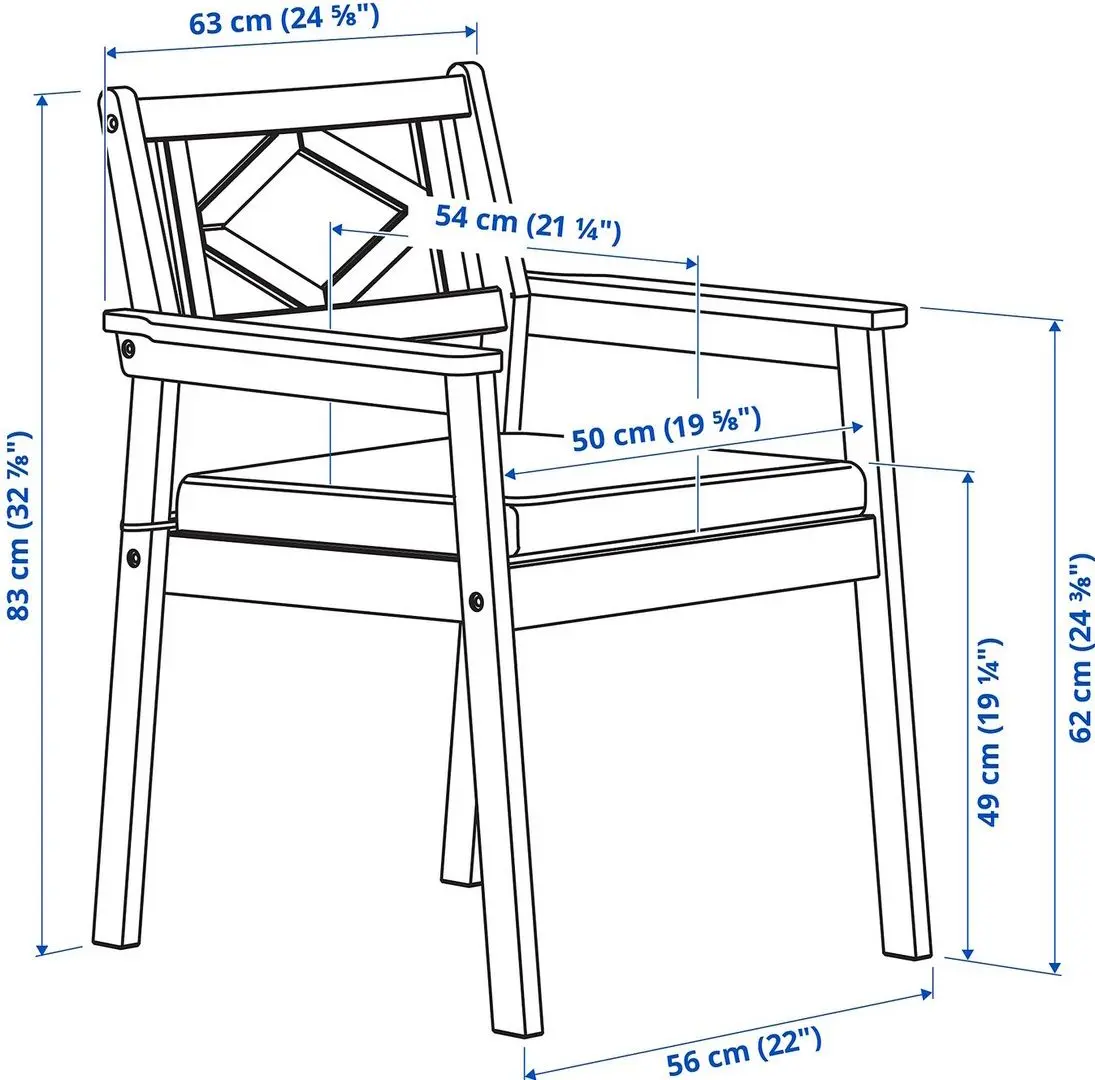 Set mobilier de gradina Ikea Bondholmen/Froson/Duvholmen 4 scaune/cu cotiere 108cm (Alb-Bej/Bej)