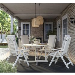 Set mobilier de gradina Ikea Bondholmen/Froson/Duvholmen 4 scaune/pliabil 108cm (Alb-Bej/Bej)