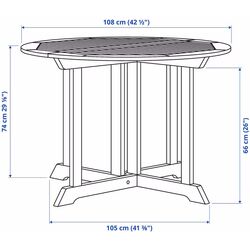 Set mobilier de gradina Ikea Bondholmen/Froson/Duvholmen 4 scaune/pliabil 108cm (Alb-Bej/Bej) Thumb