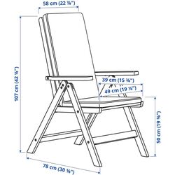 Set mobilier de gradina Ikea Bondholmen/Froson/Duvholmen 4 scaune/pliabil 108cm (Alb-Bej/Bej) Thumb