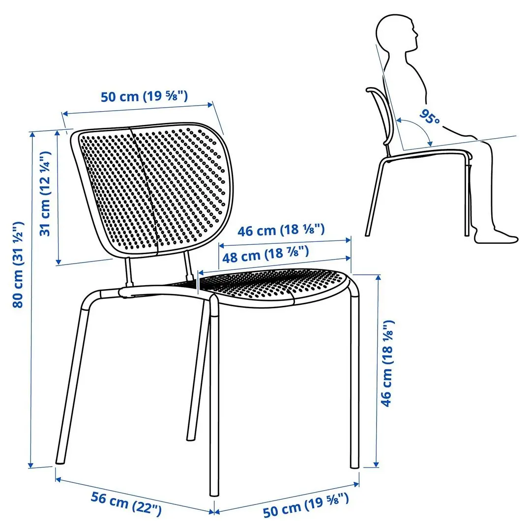 Комплект садовой мебели Ikea Duvskar 1+2 (Черно-синий/Эвкалипт) - 3