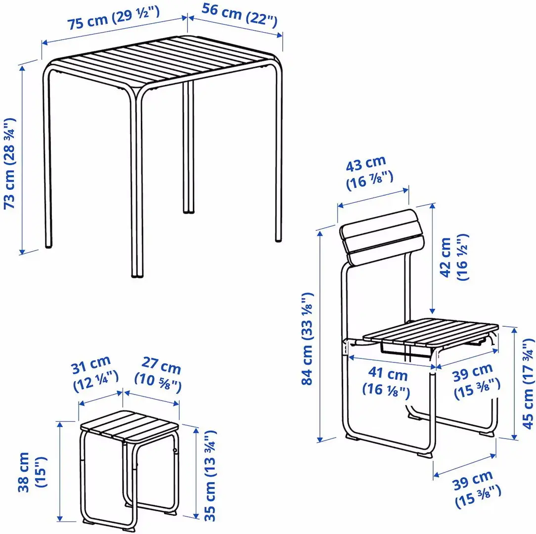 Set mobilier de gradina Ikea Furuon 2 scaune/2 taburete 75x56 (Maro)