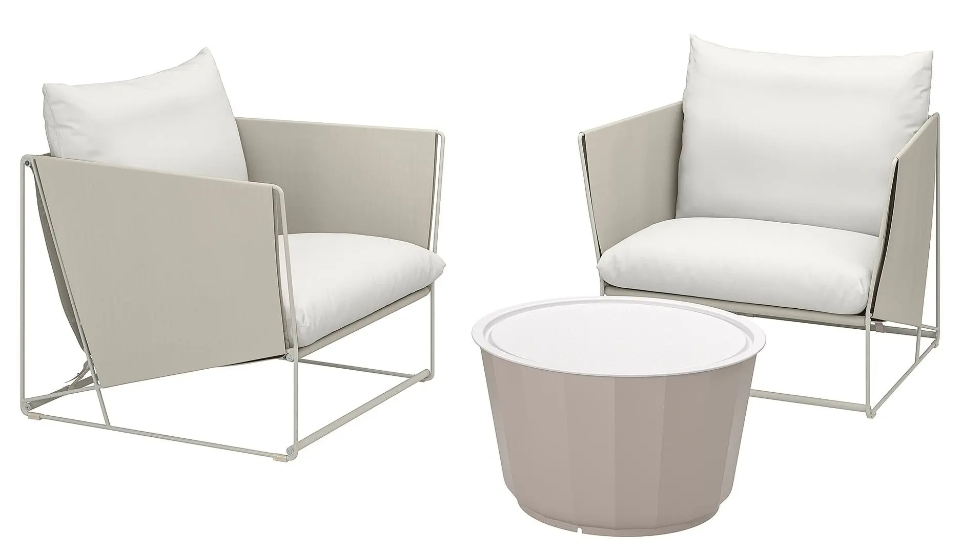 Set mobilier de gradina Ikea Havsten/Lagaskär 2 fotolii (Bej)