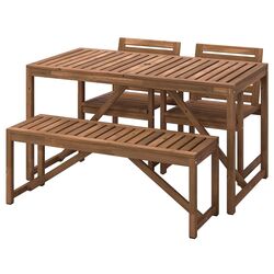 Set mobilier de gradina Ikea Nammaro 2 scaune/banca 140cm (Maro Deschis Vopsit) Thumb