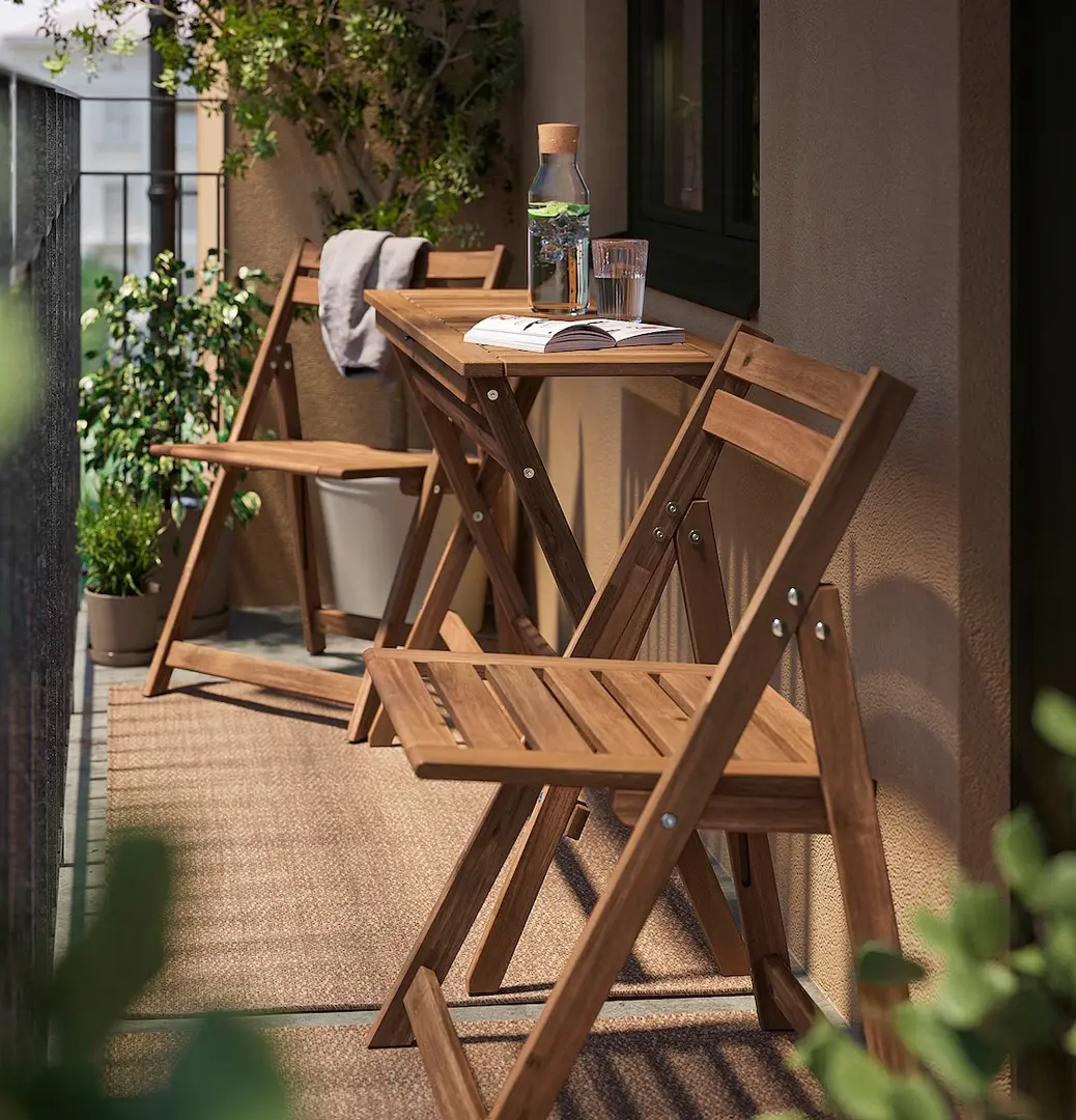 Set mobilier de gradina Ikea Nammaro 2 scaune/pliante 108x37 (Maro deschis)