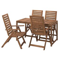 Set mobilier de gradina Ikea Nammaro 4 scaune pliante 140cm (Maro Deschis Vopsit) Thumb