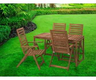 Set mobilier de gradina Ikea Nammaro 4 scaune pliante 140cm (Maro Deschis Vopsit)