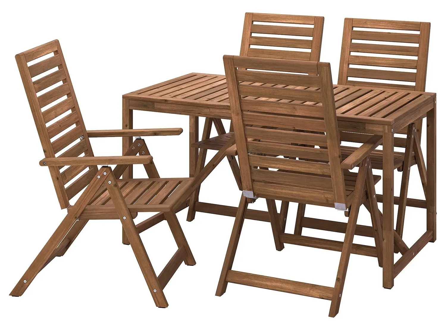 Set mobilier de gradina Ikea Nammaro 4 scaune pliante 140cm (Maro Deschis Vopsit)