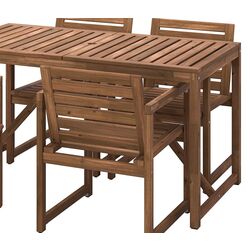 Set mobilier de gradina Ikea Nammaro 4 scaune 140cm (Maro Deschis Vopsit) Thumb