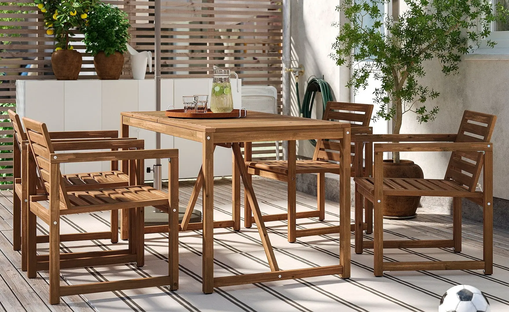 Set mobilier de gradina Ikea Nammaro 4 scaune 140cm (Maro Deschis Vopsit)