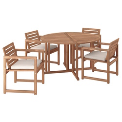 Set mobilier de gradina Ikea Nammaro/Froson/Duvholmen cu brate 130 (Maro deschis/Bej)