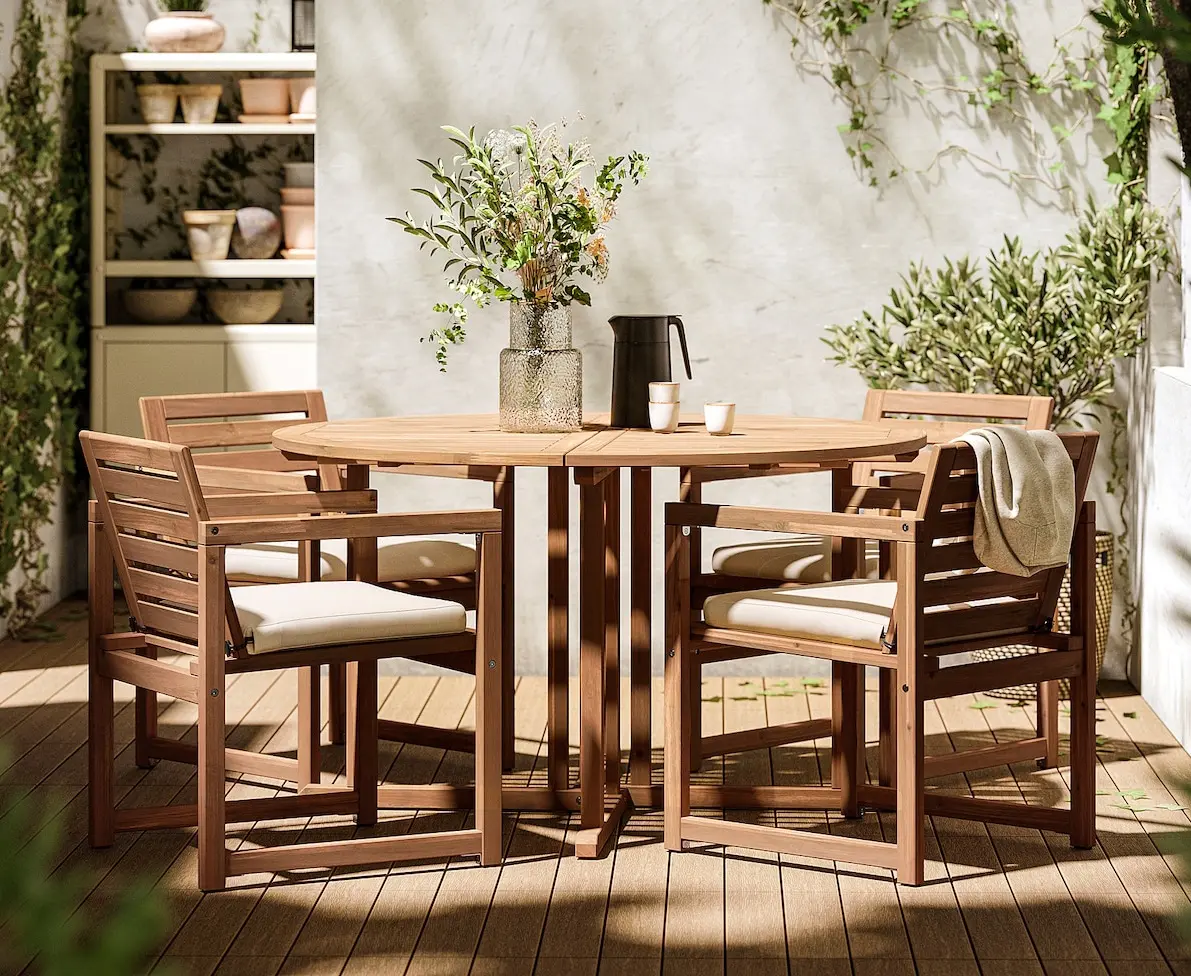 Комплект садовой мебели Ikea Nammaro/Froson/Duvholmen с подлокотниками 130 (Светло-коричневый/Бежевый)