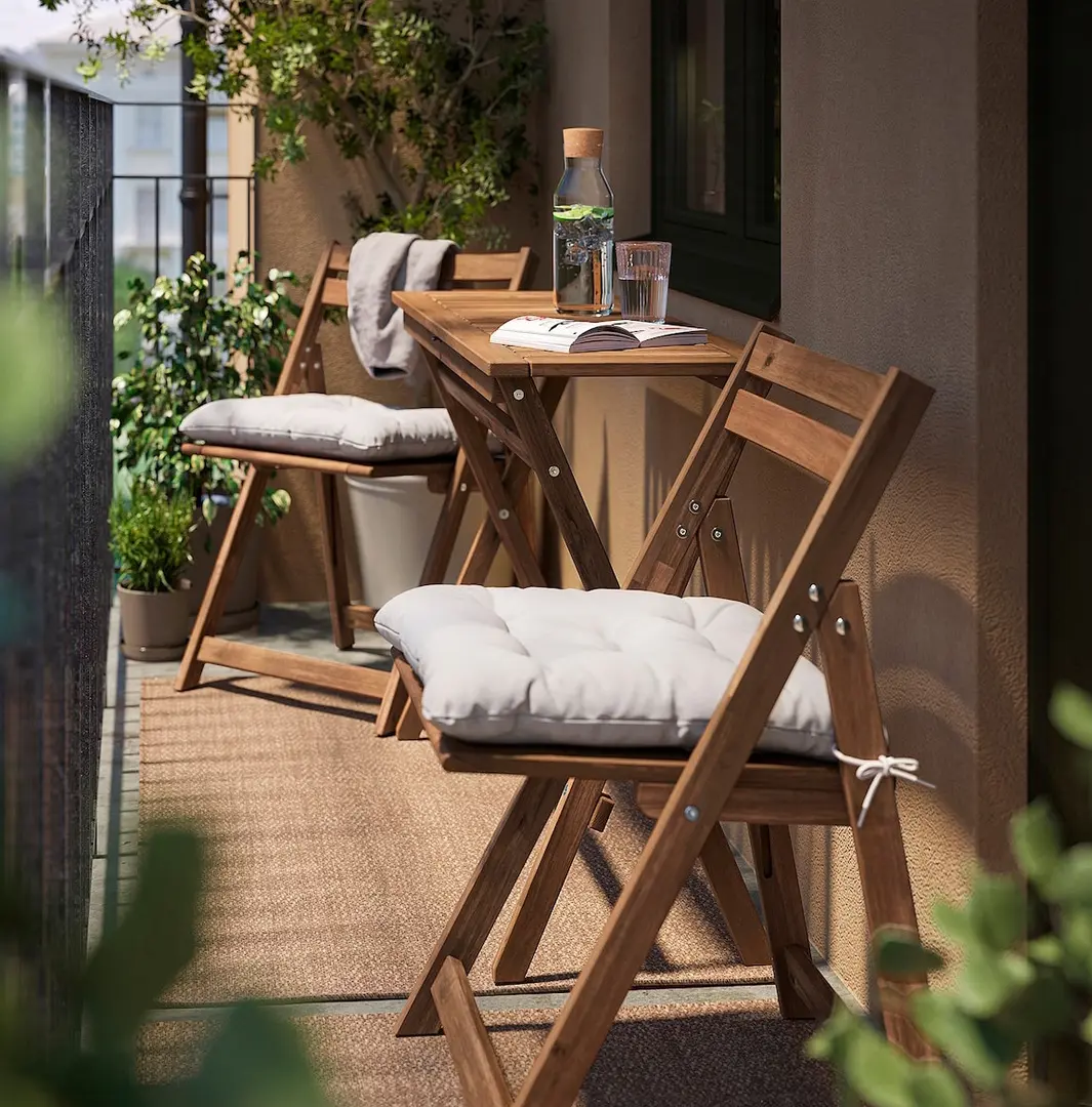 Set mobilier de gradina Ikea Nammaro/Kuddarna 108x37 (Maro deschis/Gri deschis-bej) - 5