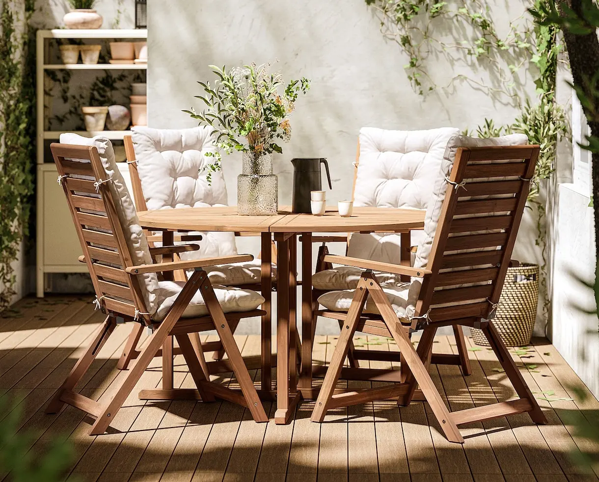 Set mobilier de gradina Ikea Nammaro/Kuddarna 130 (Maro deschis/Gri deschis-bej)