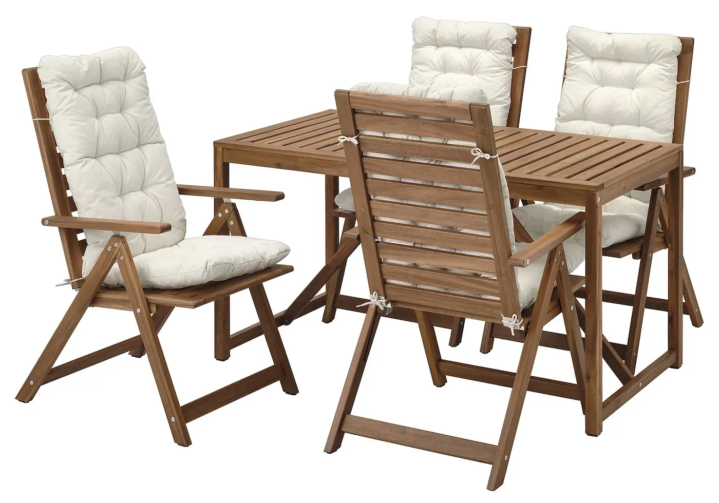 Set mobilier de gradina Ikea Nammaro/Kuddarna 140x75 (Maro deschis/Gri deschis-bej)