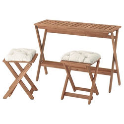Set mobilier de gradina Ikea Nammaro/Kuddarna 2 taburete 108x37 (Maro deschis/Gri deschis-bej)