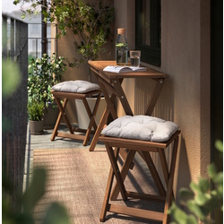 Set mobilier de gradina Ikea Nammaro/Kuddarna 2 taburete 108x37 (Maro deschis/Gri deschis-bej) Thumb