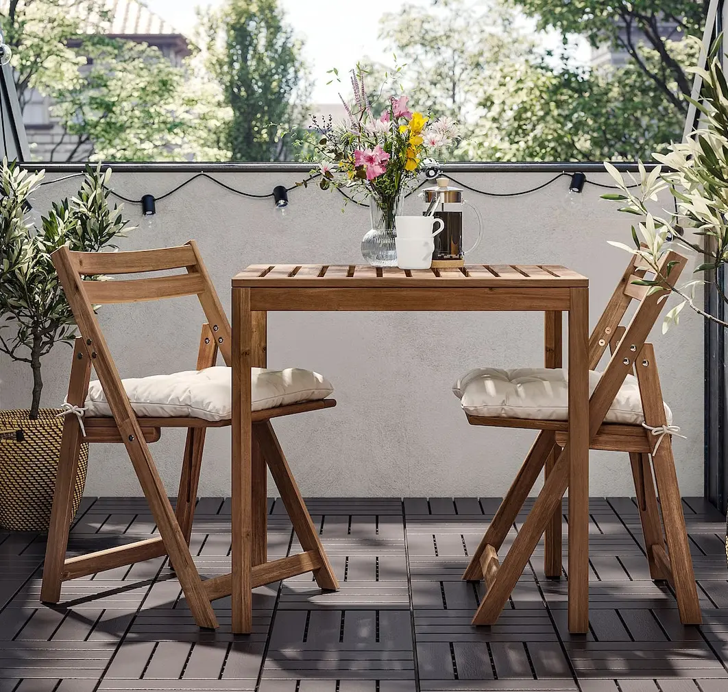 Комплект садовой мебели Ikea Nammaro/Kuddarna 75x63 (Светло-коричневый/Светло-серо-бежевый)