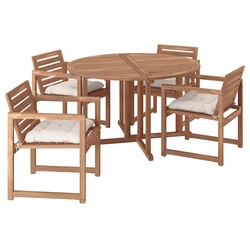 Set mobilier de gradina Ikea Nammaro/Kuddarna cu brate 130 (Maro deschis/Gri deschis-bej)