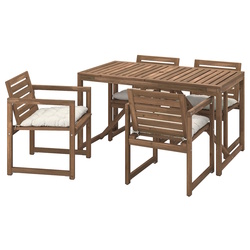 Set mobilier de gradina Ikea Nammaro/Kuddarna cu brate 140x75 (Maro deschis/Gri deschis-bej) Thumb