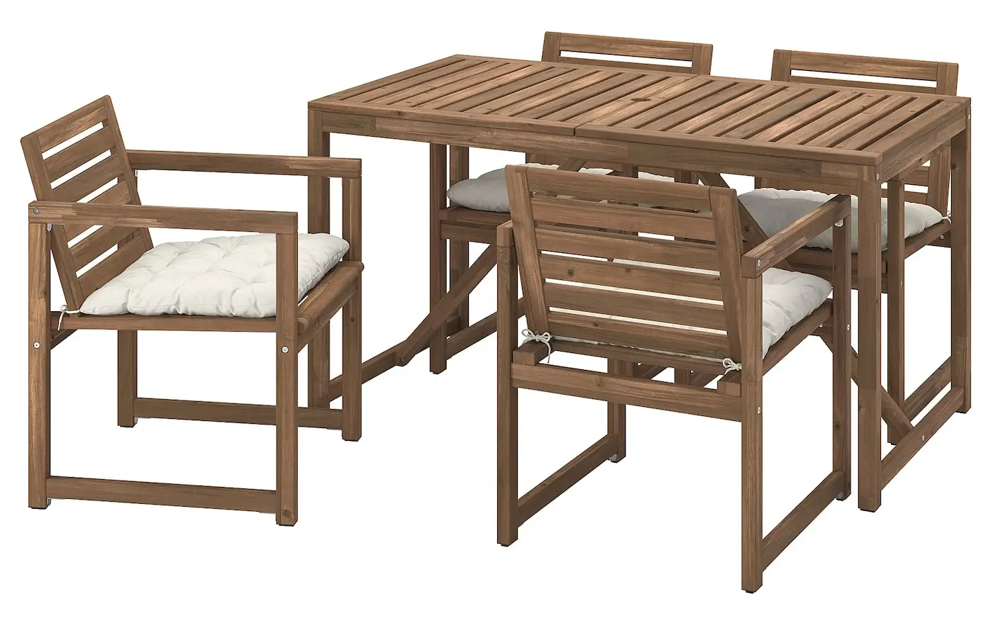 Set mobilier de gradina Ikea Nammaro/Kuddarna cu brate 140x75 (Maro deschis/Gri deschis-bej)