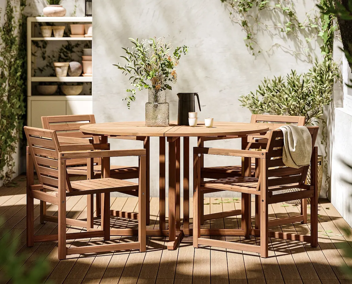 Set mobilier de gradina Ikea Nammaro cu brate 130 (Maro deschis) - 4