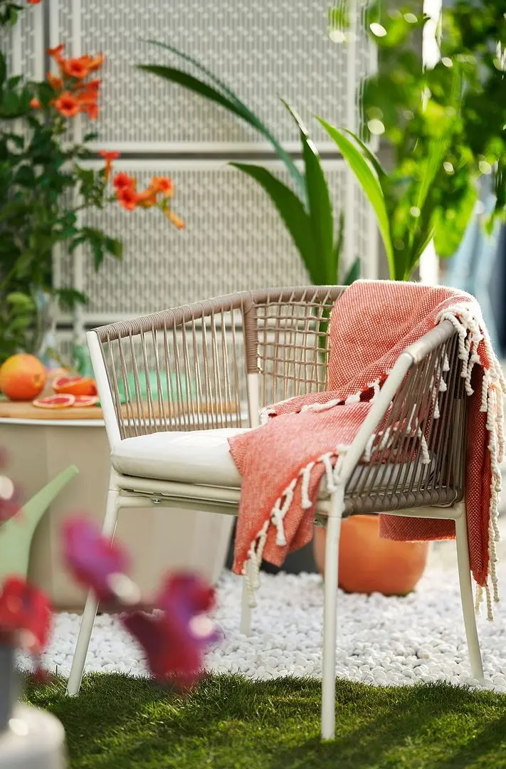 Set mobilier de gradina Ikea Segeron/Froson/Duvholmen 1+4+brate 147cm (Alb/Bej)