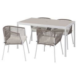 Комплект садовой мебели Ikea Segeron/Froson/Duvholmen 1+4+подлокотники 147см (Белый/Бежевый)