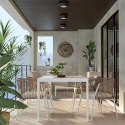 Set mobilier de gradina Ikea Segeron/Froson/Duvholmen 1+4+brate 147cm (Alb/Bej) Thumb