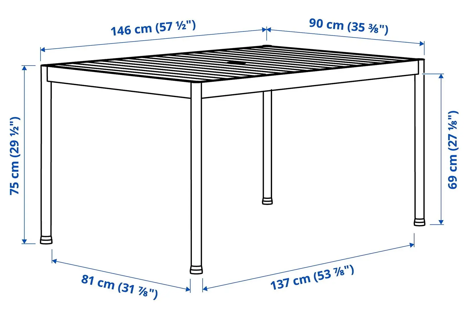 Set mobilier de gradina Ikea Segeron/Froson/Duvholmen 1+4+brate 147cm (Alb/Bej)