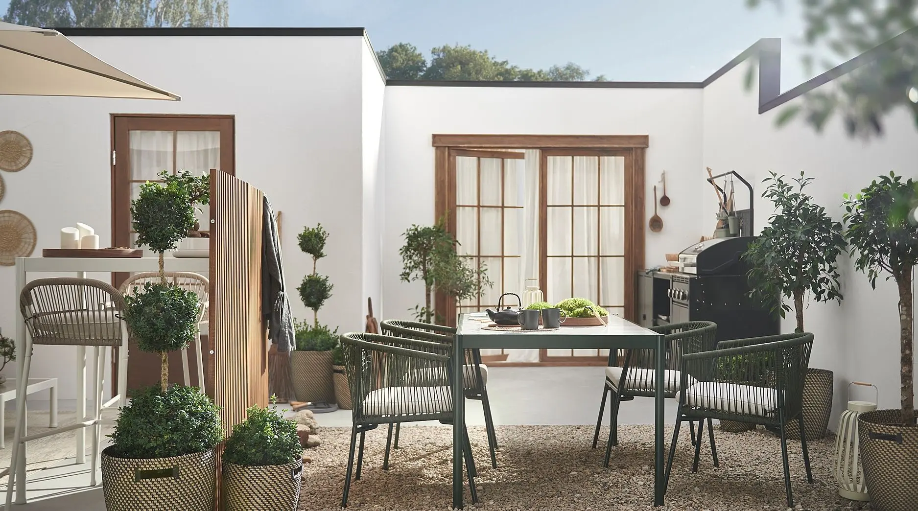 Set mobilier de gradina Ikea Segeron/Froson/Duvholmen 1+4+brate 147cm (Verde inchis/Bej)