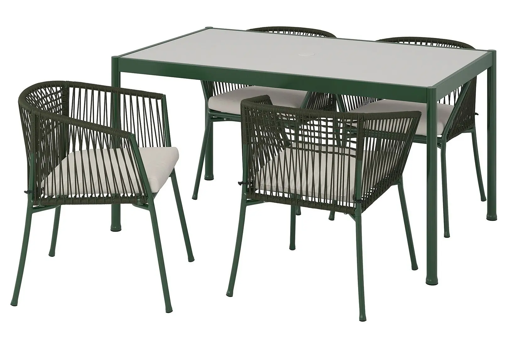 Set mobilier de gradina Ikea Segeron/Froson/Duvholmen 1+4+brate 147cm (Verde inchis/Bej)