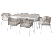 Set mobilier de gradina Ikea Segeron/Froson/Duvholmen 1+6+brate 147cm (Alb/Bej)