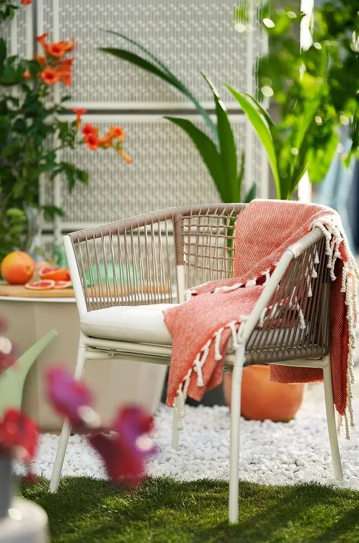 Set mobilier de gradina Ikea Segeron/Froson/Duvholmen 1+6+brate 147cm (Alb/Bej)