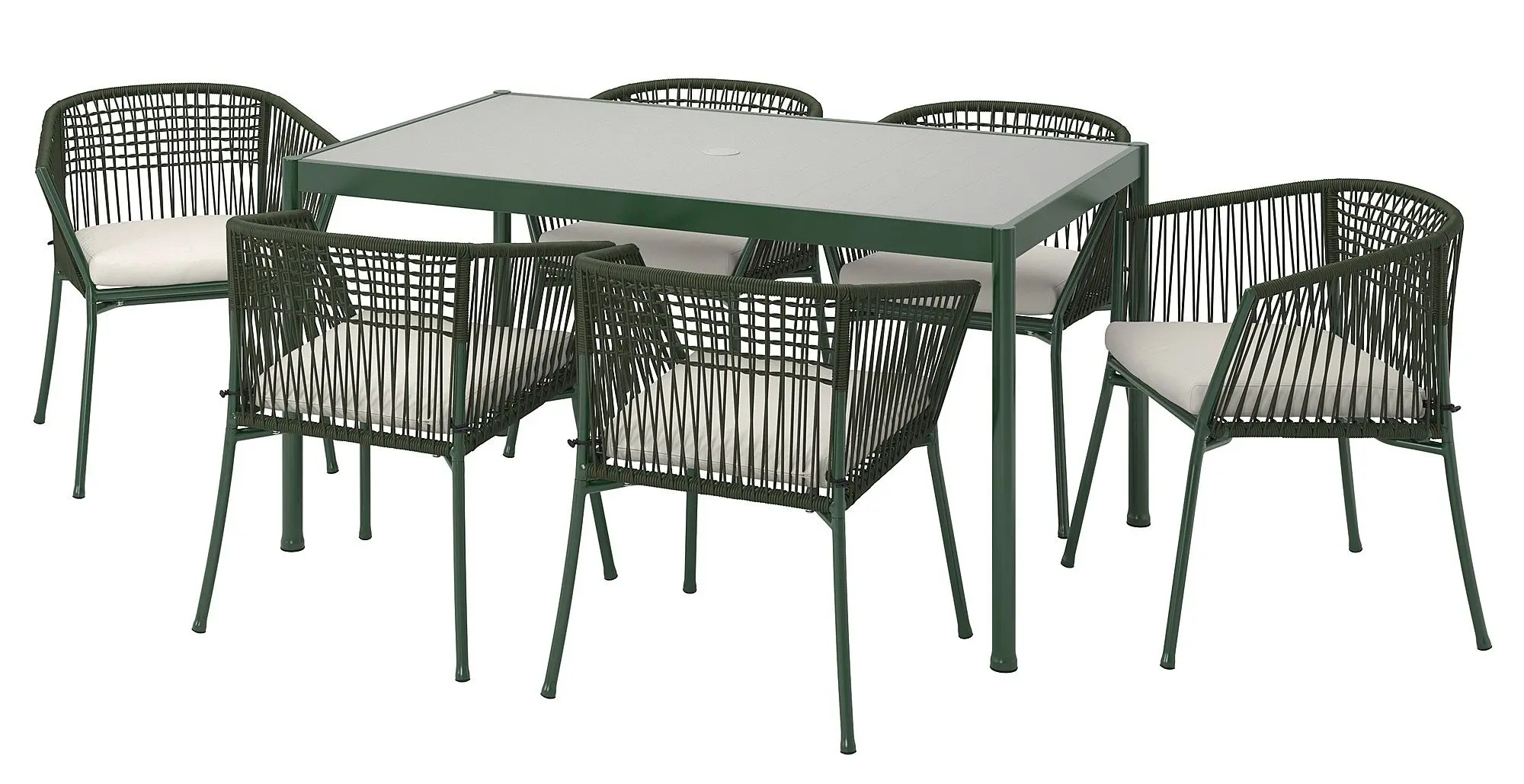 Set mobilier de gradina Ikea Segeron/Froson/Duvholmen 1+6+brate 147cm (Verde inchis/Bej)