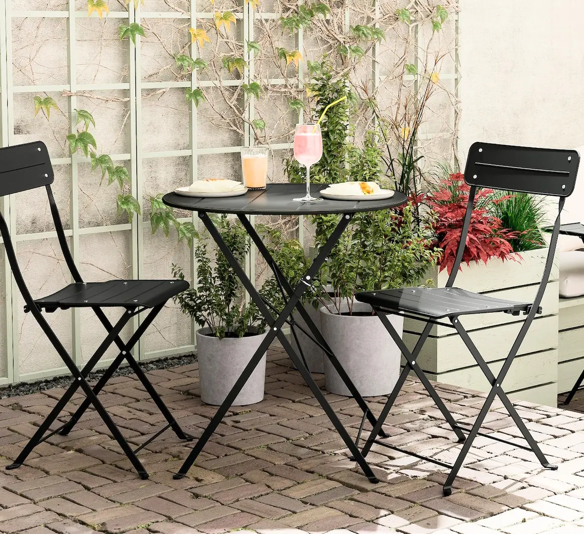 Set mobilier de gradina Ikea Sundso 2 scaune/pliante 65 (Antracit)