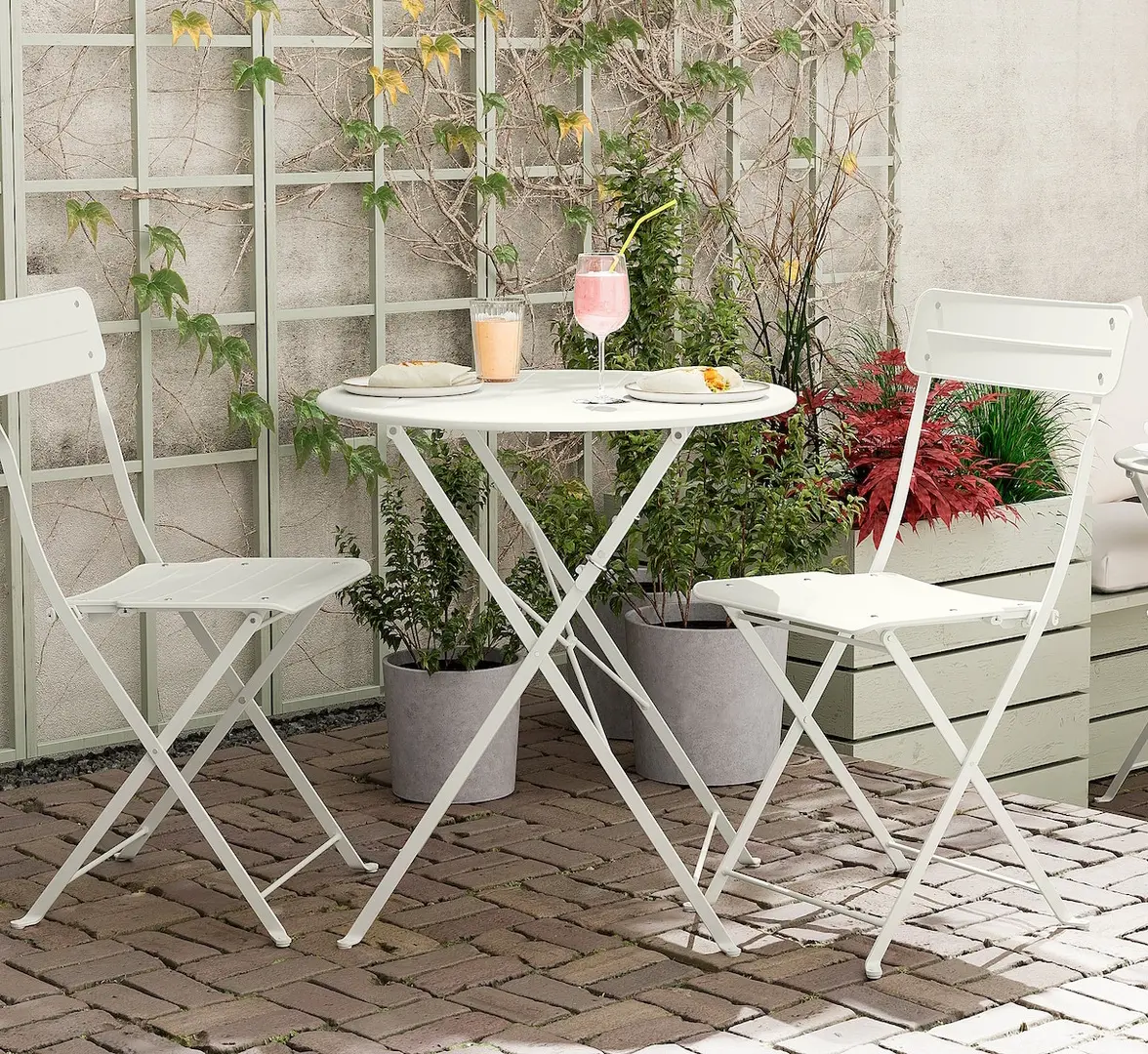 Set mobilier de gradina Ikea Sundso 2 scaune/pliante 65 (Alb murdar)