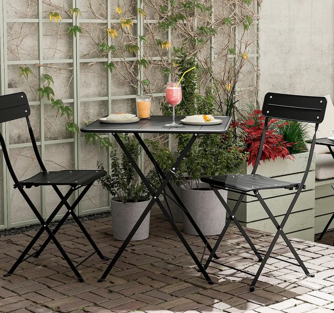 Комплект садовой мебели Ikea Sundso 2 стула/складные 65x65 (Антрацит) - 6